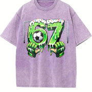 67 Soccer Vintage Washed T-Shirt in Purple