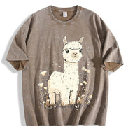 Camel Fashionable Vintage Washed T-Shirt in Brown