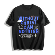 Premium Boxy Christian Faith Letter White for All Seasons Cotton T-Shirt in Black