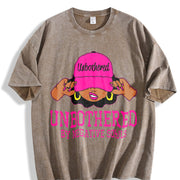 Unbothered Black Woman African American Afro Queen vintage washed oversized T-shirt in Brown