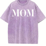 Custom Mom Personalized Mama Vintage Washed T-Shirt in Purple