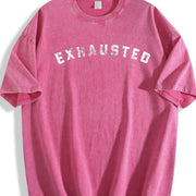 Exhausted Tired Worn Out Novelty Parenting Classic Vintage Washed T-Shirt in Red