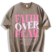 Faith Over Fear Urban for Lovers Vintage Washed T-Shirt in Brown