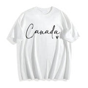 Letter Canada for Spring Cotton T-Shirt in White