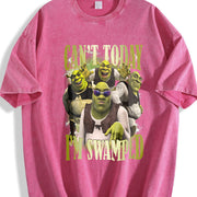 Shrek Carton Characters Vintage Washed T-Shirt in Red