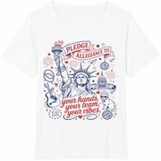 Pledge Allegiance Patriotic for Music Lovers Cotton T-Shirt in White