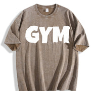 Dumbell Barbell Vintage Washed T-Shirt in Brown