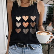 Nine Hearts Women's Color Cotton Tank Top in Black