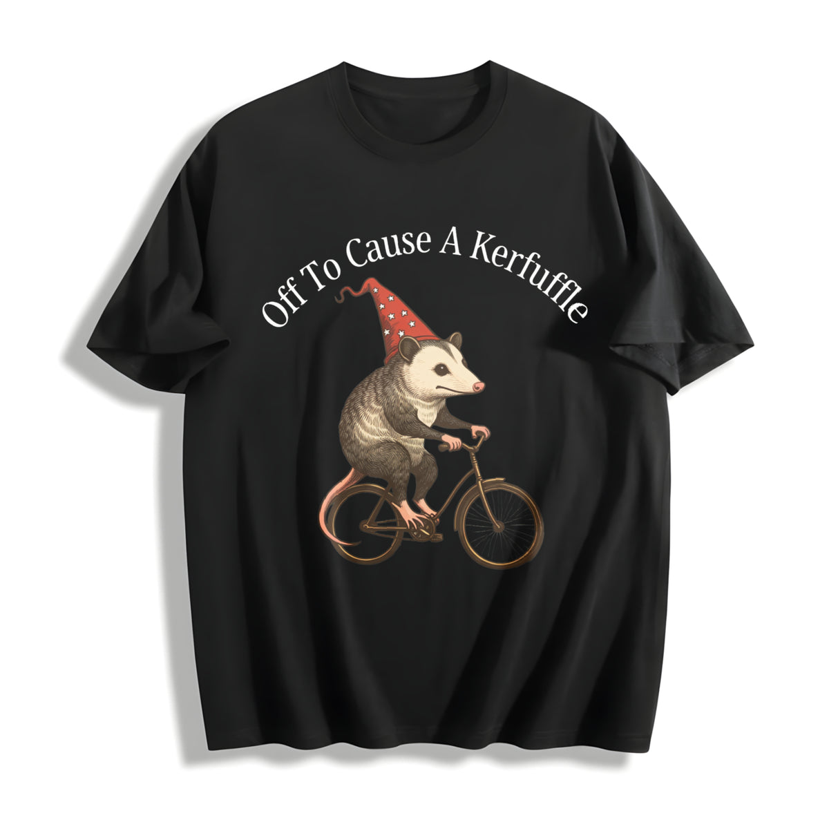 Off to Cause a Kerfuffle Cotton T-Shirt in Black