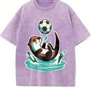 Soccer Otter Vintage Washed T-Shirt in Purple