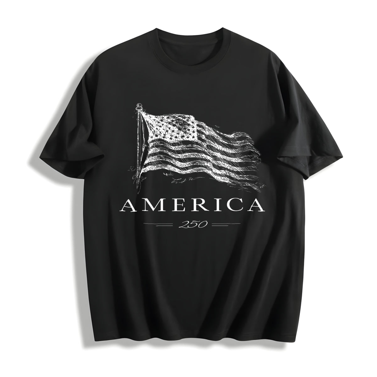 250th America Anniversary Cotton T-Shirt in Black