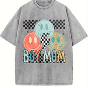 Boy Mom Matching Set Vintage Washed T-Shirt in Gray