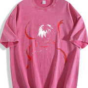 Tokyo Ghoul Ken Kaneki Red Eyes Mask Anime manga movie vintage washed oversized T-shirt in Red