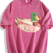 Mallard Duck Patchwork Duck Vintage Washed T-Shirt in Red