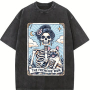 French Bulldog ® Frenchie Dog Mom Tarot Card Vintage Washed T-Shirt in Black