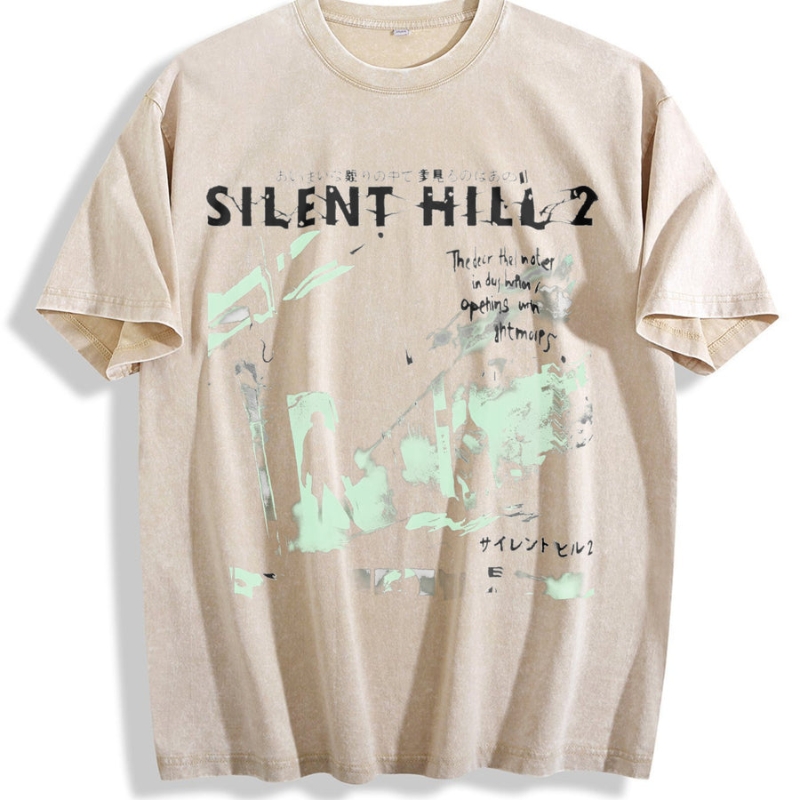 Silent Hill 2 vintage washed oversized T-shirt in Beige