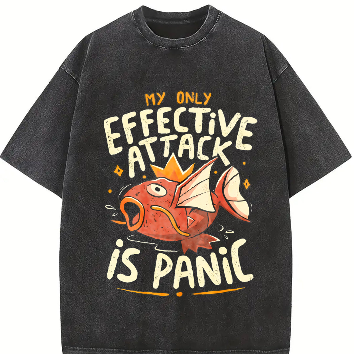 Effective Attack Is Panic vintage washed oversized T-shirt in Black