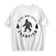 Hide and Seek Champion Bigfoot Humor Classic Camping Cotton T-Shirt in White