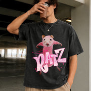 Ratz Meme Rat Vintage Washed T-Shirt in Black