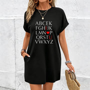 OffShoulder Maxi Dress with Alphabet and Heart Cotton T-Shirt in Black