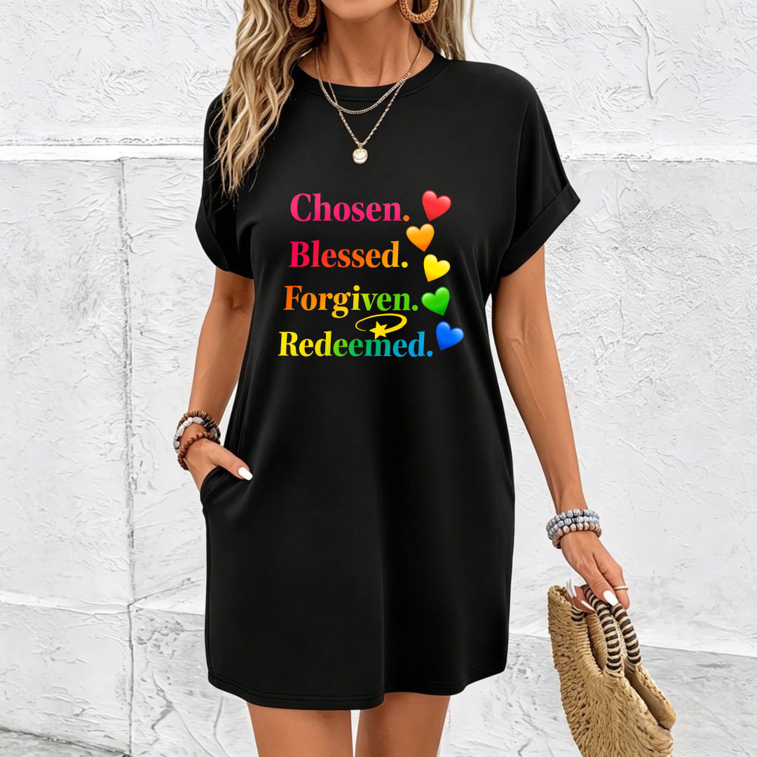 Choice, Blessing, Forgiveness, Redemption Cotton T-Shirt in Black