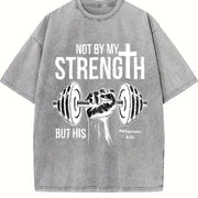 Not by My Strength but His Philippians 4:13 Vintage Washed T-Shirt in Gray