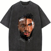 Brown And Tatum Duo Boston Basketball vintage washed oversized T-shirt in Black