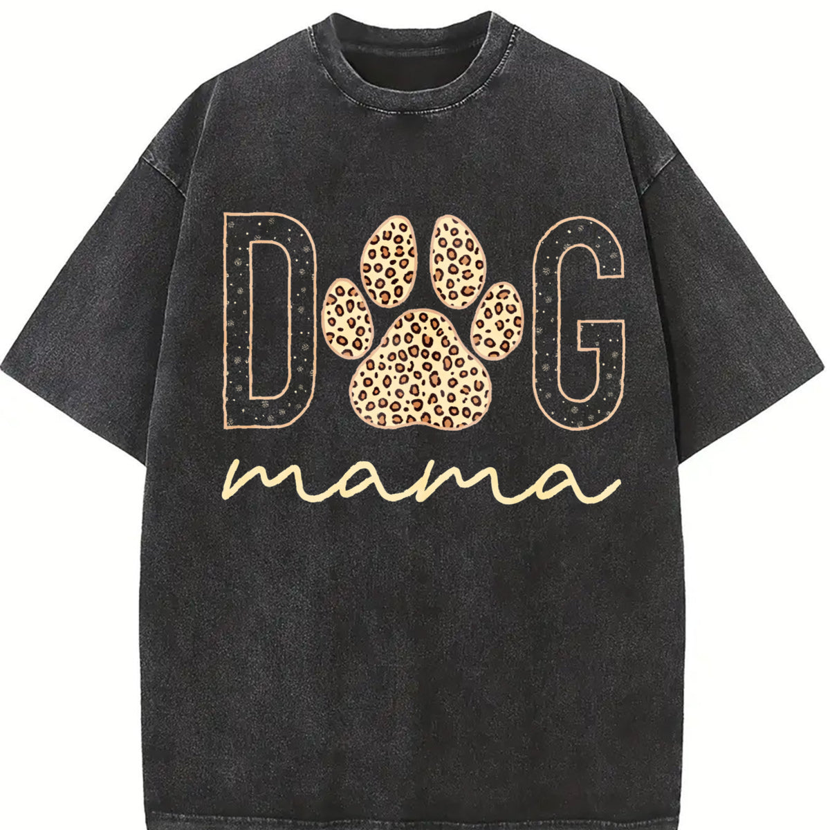 Dog Mama vintage washed oversized T-shirt in Black