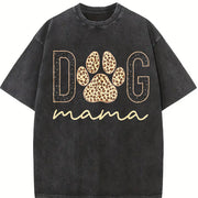 Dog Mama vintage washed oversized T-shirt in Black