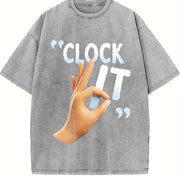 CLOCK IT Vintage Washed T-Shirt in Gray