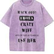 Back Off I Have a Crazy Wife Vintage Washed T-Shirt in Purple