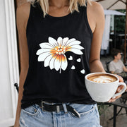 Daisy Women's Color Cotton Tank Top in Black