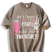 Acid-wash Batik with Snowflake- and Geometric Letter 'M' Vintage Washed T-Shirt in Brown