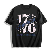 1776 America Land of the Free Cotton T-Shirt in Black