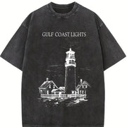 Gulf Coast Lights Light Tower Vintage Washed T-Shirt in Black