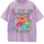 Be the Reason Someone Smiles Today vintage washed oversized T-shirt in Purple