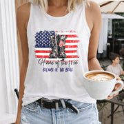 Home of the Free Because of the Brave Women's Color Cotton Tank Top in White