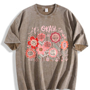 It's Okay to boho floral Flower Wildflower vintage washed oversized T-shirt in Brown