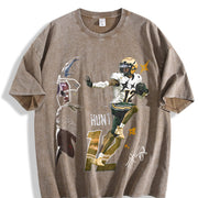 Travis Hunter Bih You Thought Custom Football vintage washed oversized T-shirt in Brown