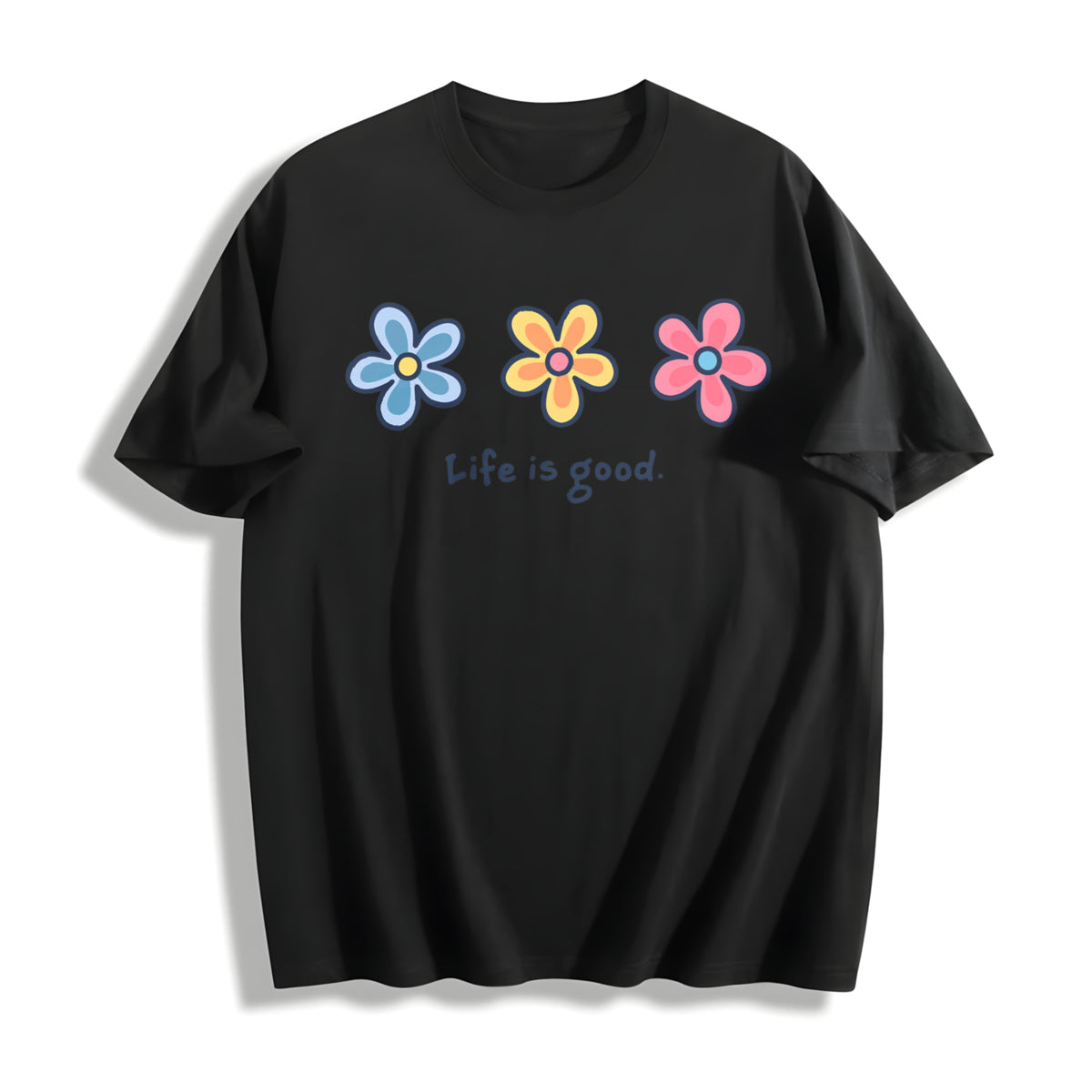 With Daisy for Baggy Hip Hop Mother's Day Cotton T-Shirt in Black