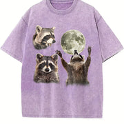 Three Raccoons 90s Vintage Washed T-Shirt in Purple