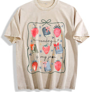 Reading Is My Jam St Patricks Vintage Washed T-Shirt in Beige
