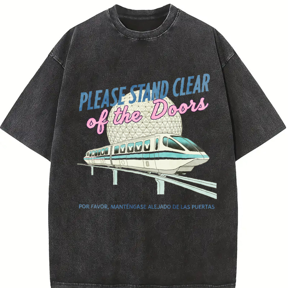 Monorail Inspired Please Stand Clear of the Doors Vintage Washed T-Shirt in Black