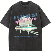 Monorail Inspired Please Stand Clear of the Doors Vintage Washed T-Shirt in Black