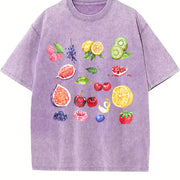 Fruits and Berries 90s Vintage Washed T-Shirt in Purple