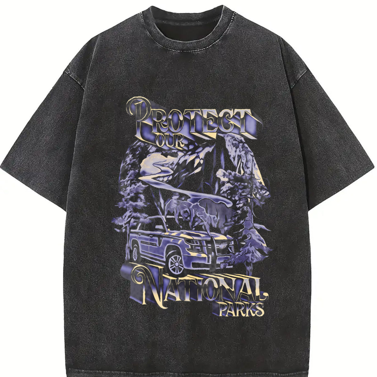 Protect Our National Parks Vintage Washed T-Shirt in Black
