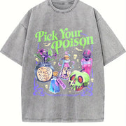 Pick Your Poison Princess Halloween Kuzco Poison Apple vintage washed oversized T-shirt in Gray