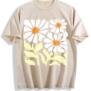Wash Floral Vintage Washed T-Shirt in Beige