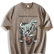 Remember Who You Are Dinosaur Vintage Washed T-Shirt in Brown