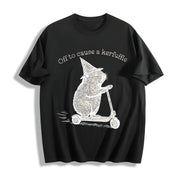 Off to Cause a Kerfuffle Groundhog Scooter Silly Animal Cotton T-Shirt in Black